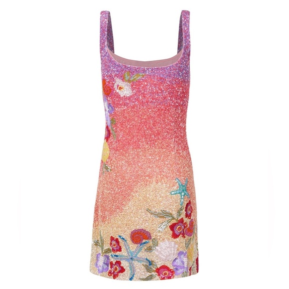 NWT La Fuori golden hour hand beaded oasis mini dress - sunset - ocean  - Large - Picture 6 of 13